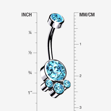 Detail View 1 of Majestic Sparkle Bali Internally Threaded Belly Button Ring-Aqua